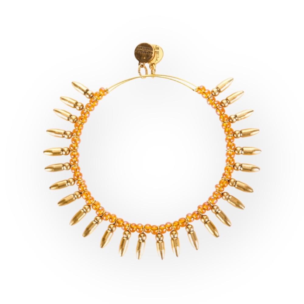 Alex and Ani ☀︎︎ Beaded Spike Expandable Bangle Bracelet - Oak Tree Set ☀︎︎ Gold
